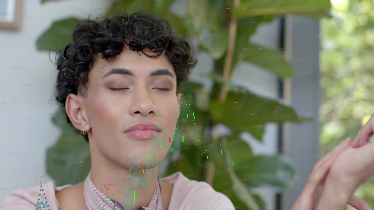 Male model on cue making jaw rubbing gestures, clasping hands, showing beauty overlays across neck