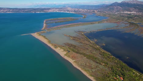 Lagoon-of-Kune-Vain-in-Albania,-a-natural-park-with-diversity-of-fish,-animal-and-wild-bird-life