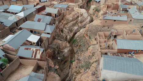 Nigerian-village-damaged-by-rain-water-erosion---aerial-flyover