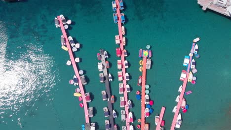 aerial view of a colorful water park marina