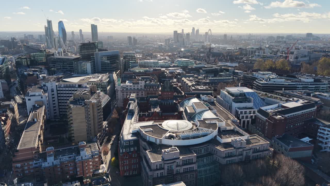 Holbon area of London sunny day City skyline drone,aerial