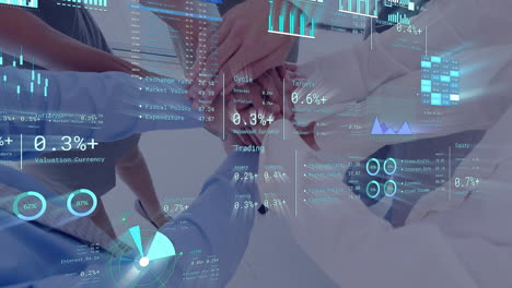 animación de análisis de datos de negocios en equipos diversos que se unen en la oficina