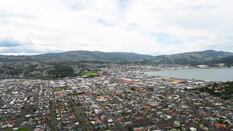 living district of dunedin city in new zealand, aerial drone view