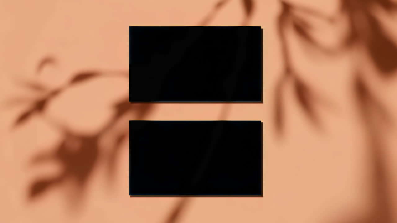 Minimalist Business Card Mockup with Leaf Shadow