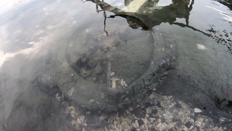 Neumático-Viejo-Como-Basura-En-Agua-De-Mar.