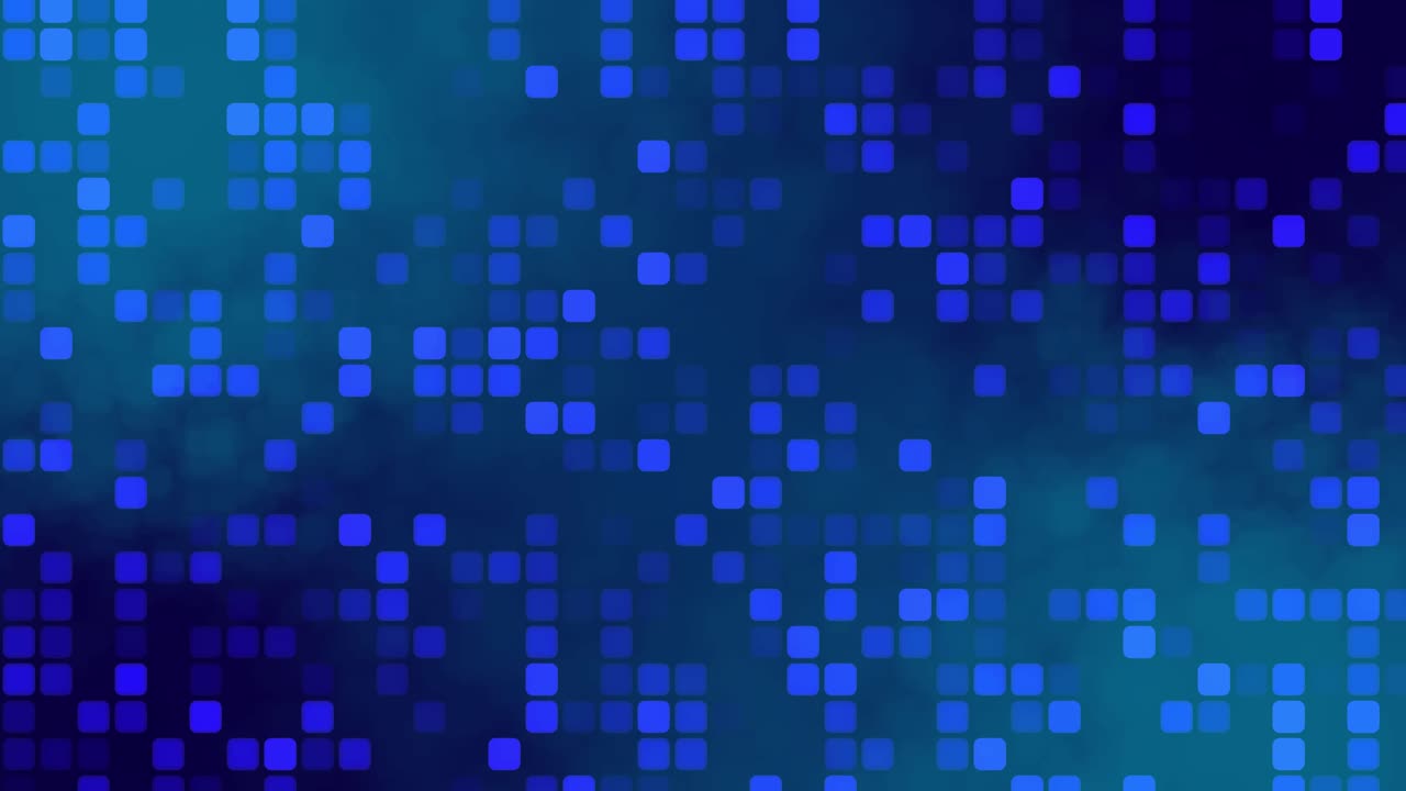 animación de luces digitales dirigidas por píxeles azules en bucle sobre fondo negro