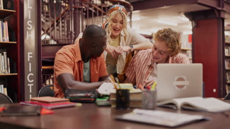 students studying together in the library