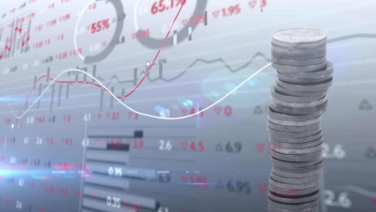 동전  ⁇ 어리 위의 금융 데이터 처리 애니메이션