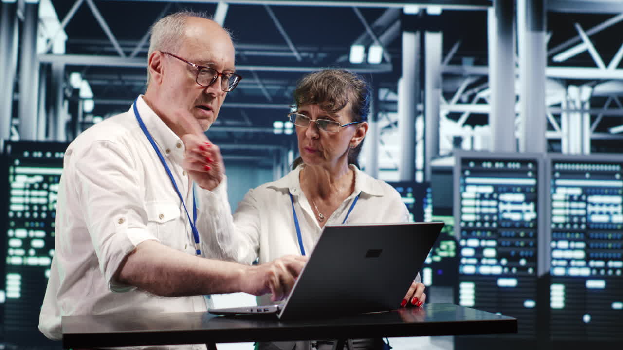 서버 부품을 교차 검사하는 직원