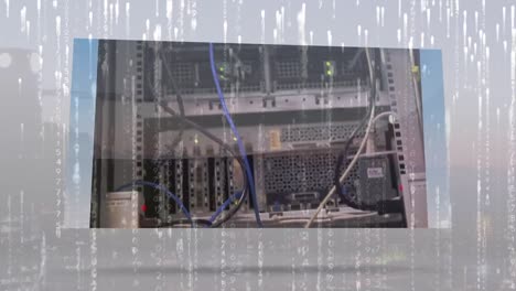 animación del procesamiento de datos en la sala de servidores