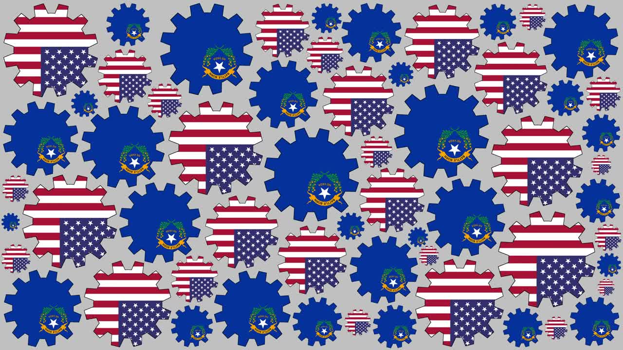 y la bandera de nevada engranajes girando fondo