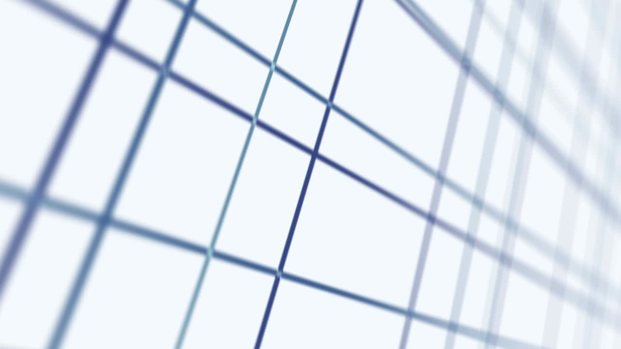 tecnología brillante de líneas de neón azul. concepto de negocio. representación 3d de cuadrados giratorios que se cruzan sobre un fondo blanco. animación de bucle.