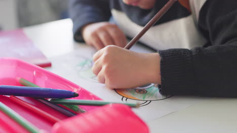 Creativity,-school-and-hands-of-child-drawing