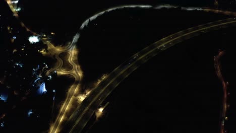 aerial night highway intersection