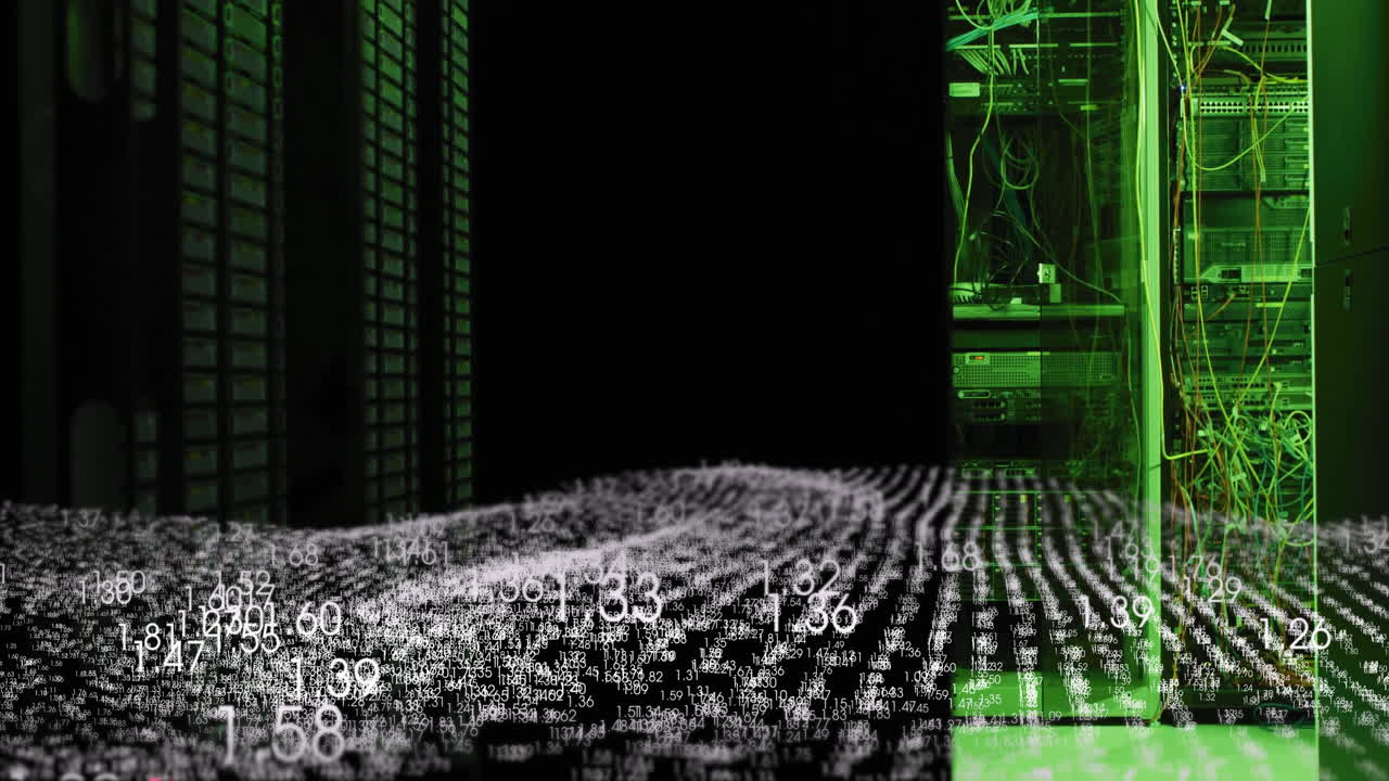 Animation of numbers and data processing over computer servers