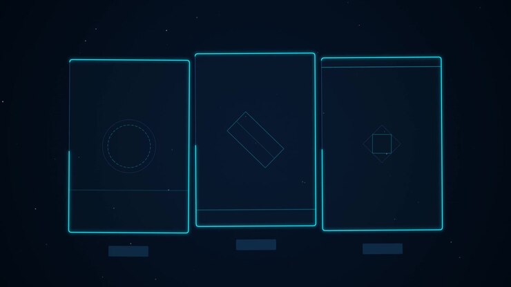 Abstract Digital Interface with Rotating Geometric Shapes