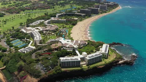 aerial reveal over ka'anapali beach on the island of maui, hawaii