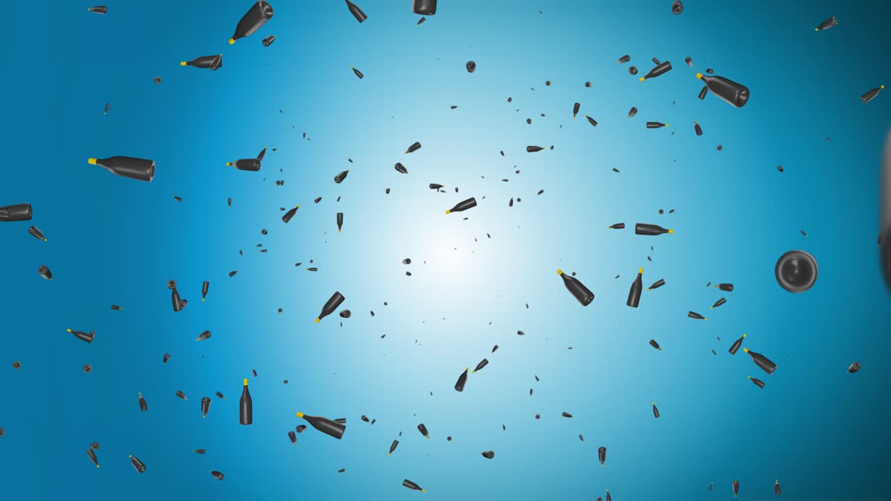 Of realistic empty metal wine bottles endlessly falling background bottle cork celebration holiday