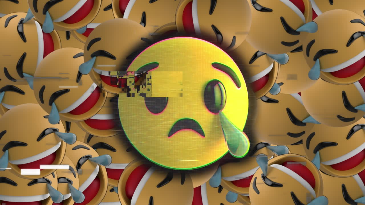 анимация интерференции над иконками эмодзи на белом фоне