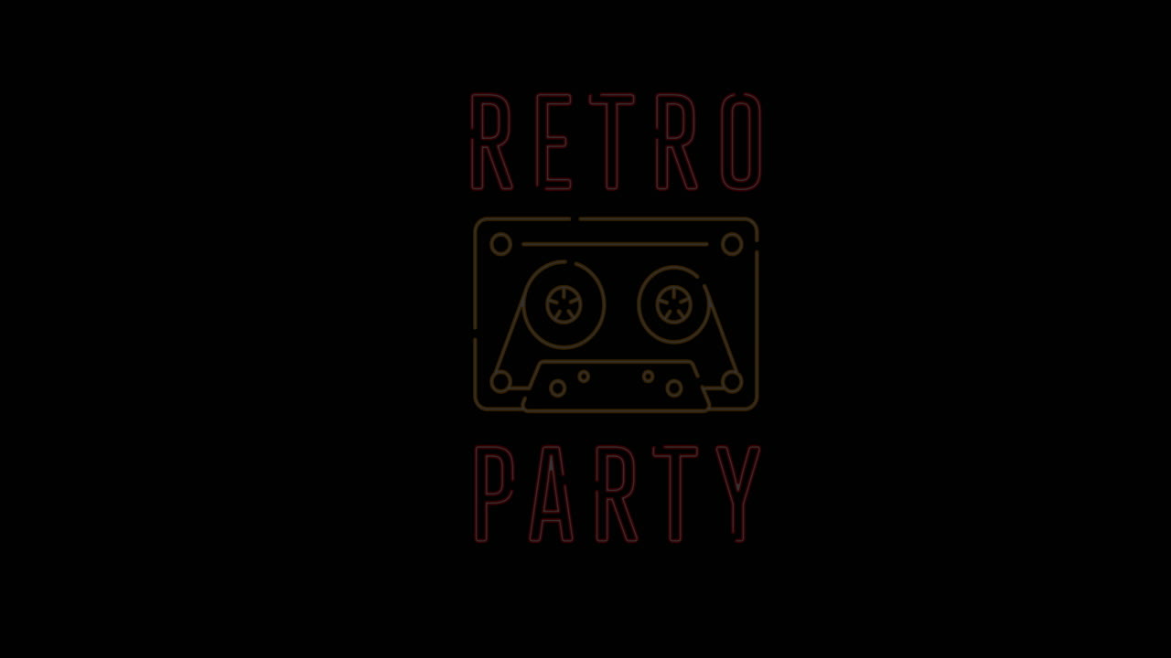 검은 바탕 위의 레트로 파티 텍스트의 애니메이션