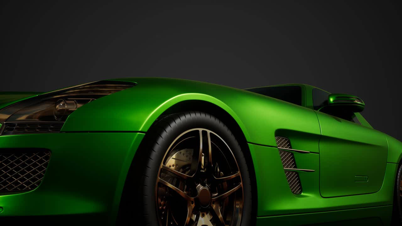 밝은 조명을 가진 어두운 스튜디오에서 럭셔리 스포츠 자동차