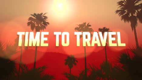 hora de viajar con palmeras tropicales al atardecer