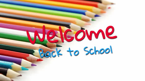 animation of back to school text over pencils on white background