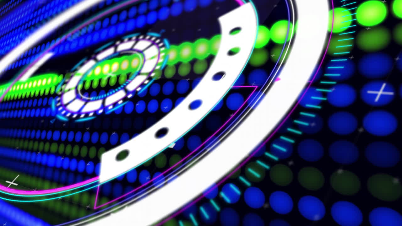 animación del escaneo del alcance y la red de conexiones sobre fondo negro