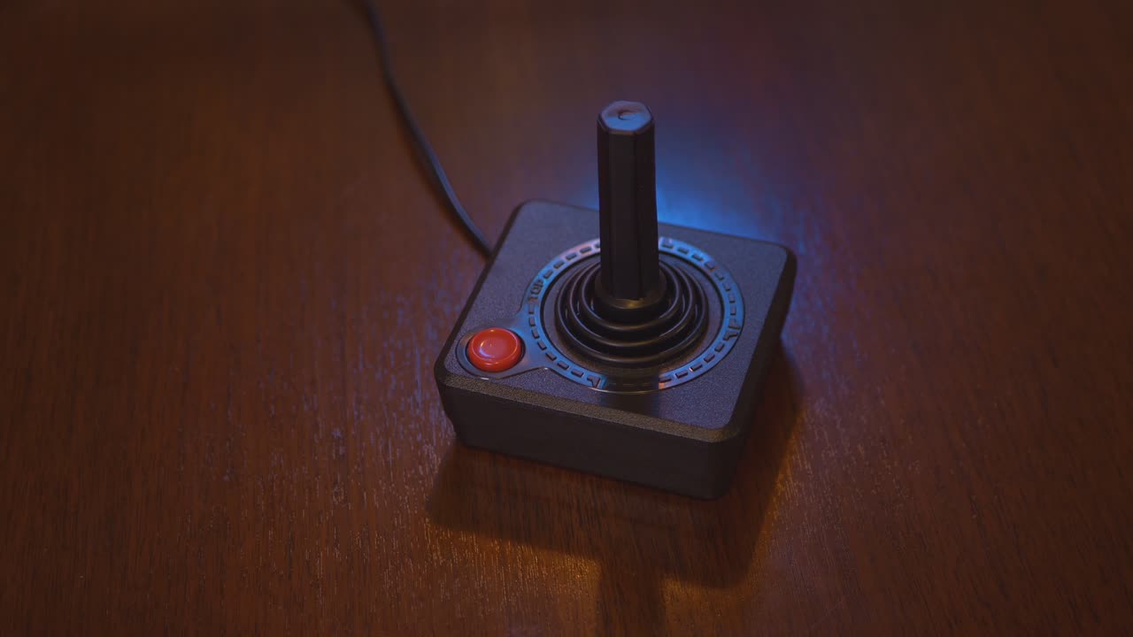 Atari Video Computer Console Videogame Joystick. 4K Footage