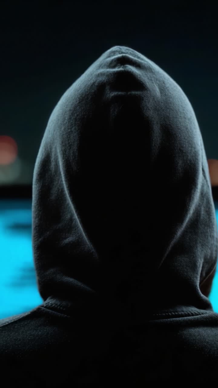 Figura misteriosa con sudadera con capucha rodeada de pantallas digitales: Un vistazo intrigante al mundo de la ciberseguridad y el anonimato en línea
