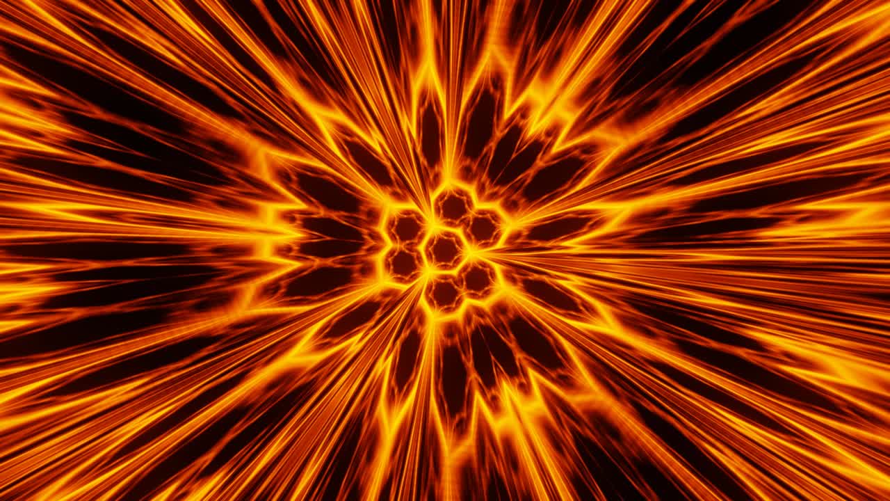 patrones animados abstractos en 3d con fondo de caleidoscopio naranja