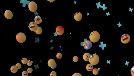animación de los iconos emoji de las redes sociales sobre un fondo negro