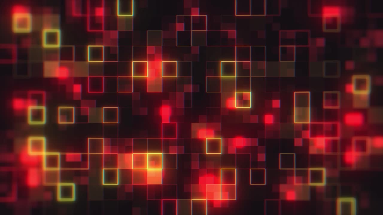 Dynamic Abstract Background with Glowing Digital Squares and Grid