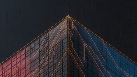 cubo con líneas de circuito, ciencia y tecnología, renderización 3d.