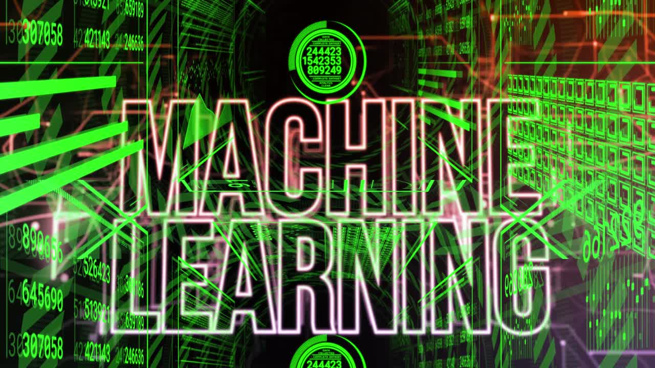 Animation of machine learning text over data processing