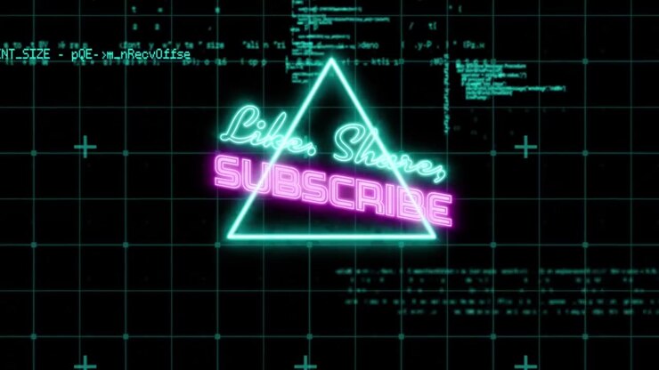 Animazione di testo neon per social media con elaborazione dati su sfondo nero