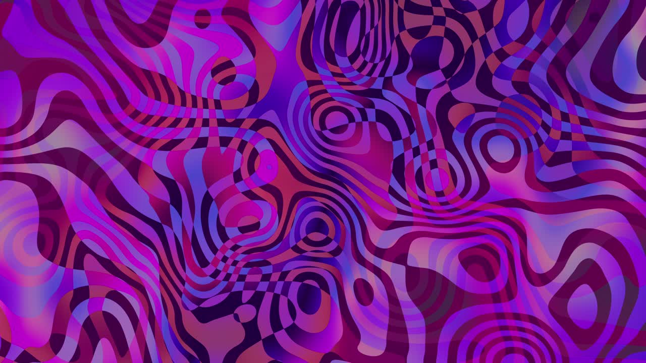 loopable mesmerizing psychedelic abstract pattern - swirling shapes and vibrant colors in purple, pink, and blue - dynamic, hypnotic and surreal visual effect - turbulent background
