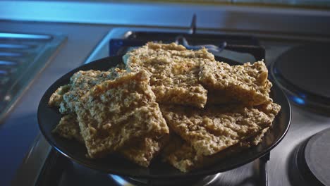 freshly baked oat and cheese snack in a plate