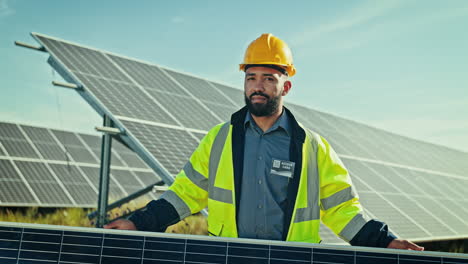 Engineering,-man-and-happiness-with-solar-panels