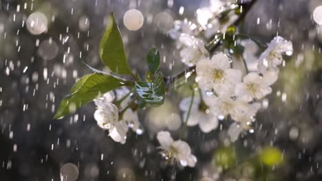 spring flowers in the rain