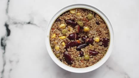 canned quinoa with beans, corn, and peas