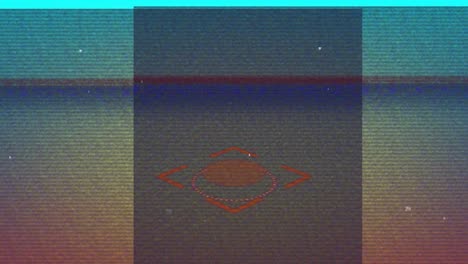 Animation-of-square-on-vibrant-coloured-screen-with-glitch