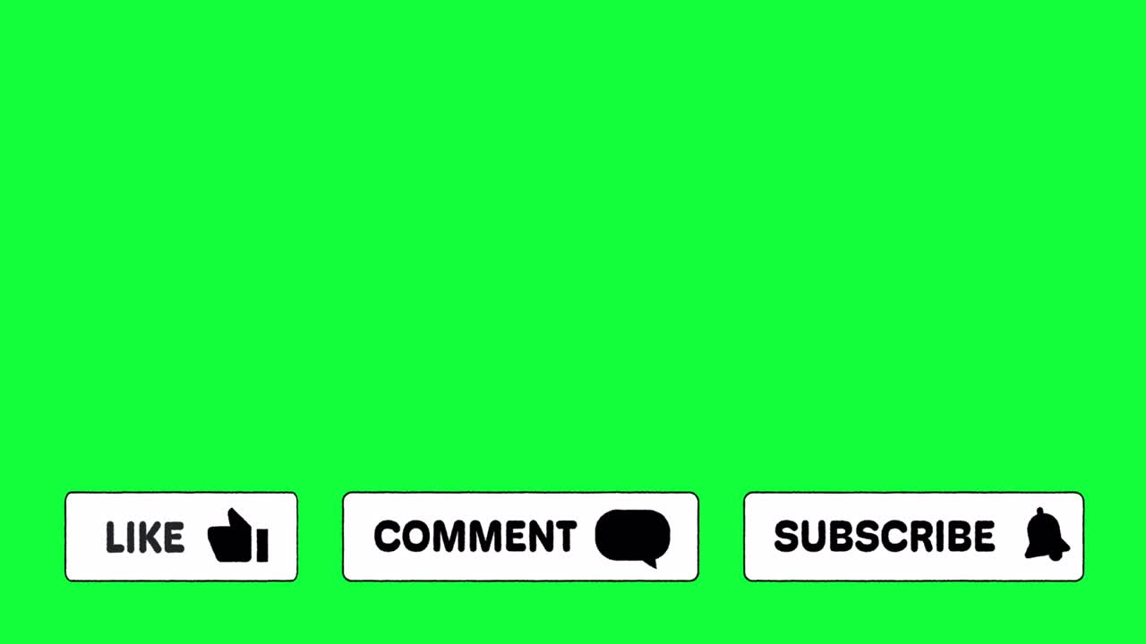 Subscribe, Thumbs Up And Comment Lower Thirds Animation, Black And White Cartoon Style.