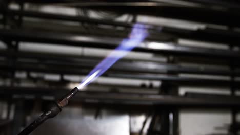 Close-up-of-flame-on-welding-torch