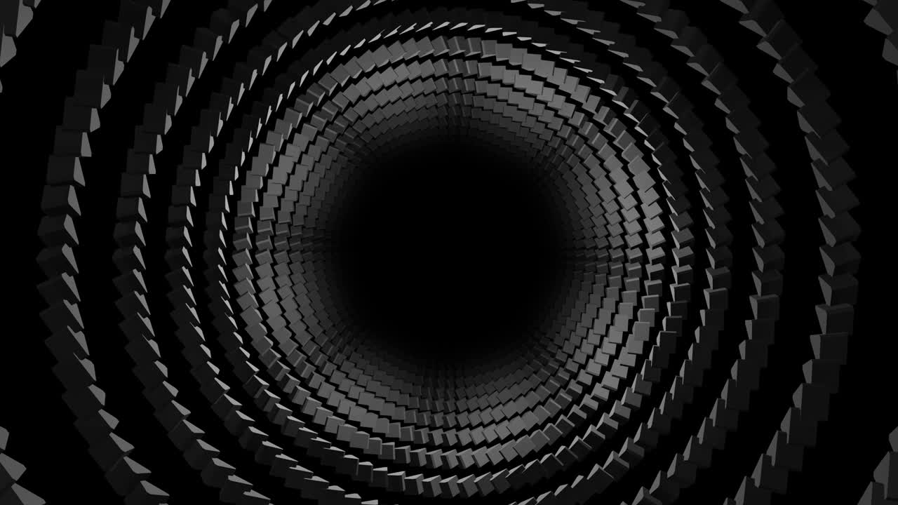 túnel en espiral de anillo negro de 4k movimiento de fondo abstracto bucle sin costuras