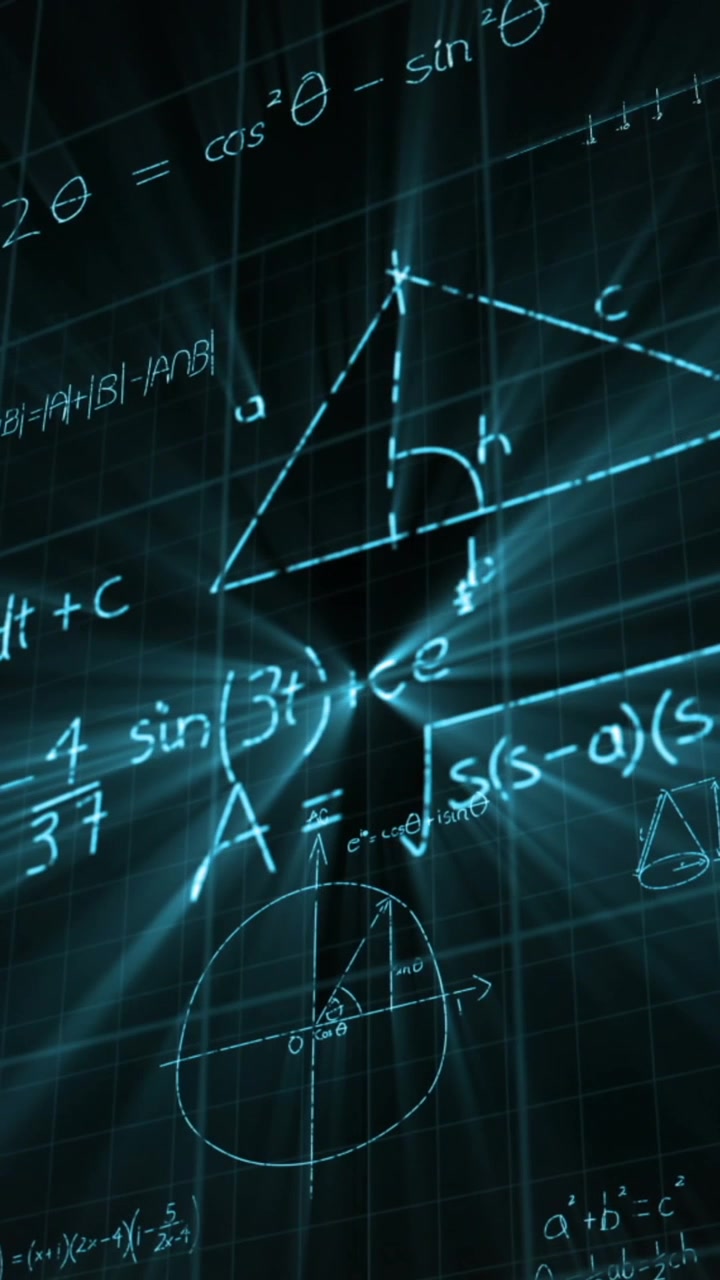 Pila di libri, equazioni matematiche e grafici