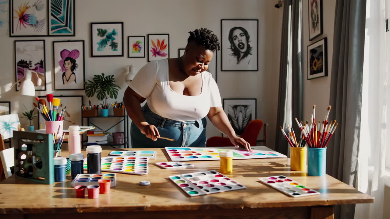 Woman Painting in an Artist Studio