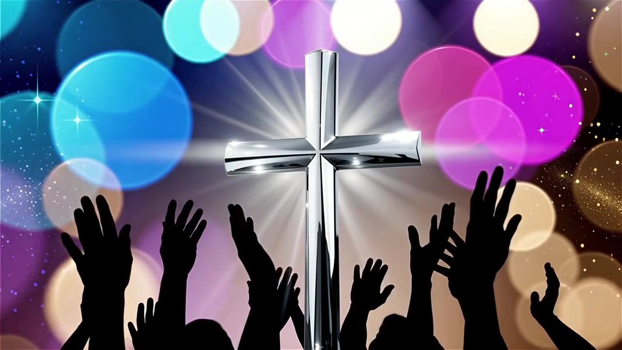 Christian Cross Heavenly Light Worship Background