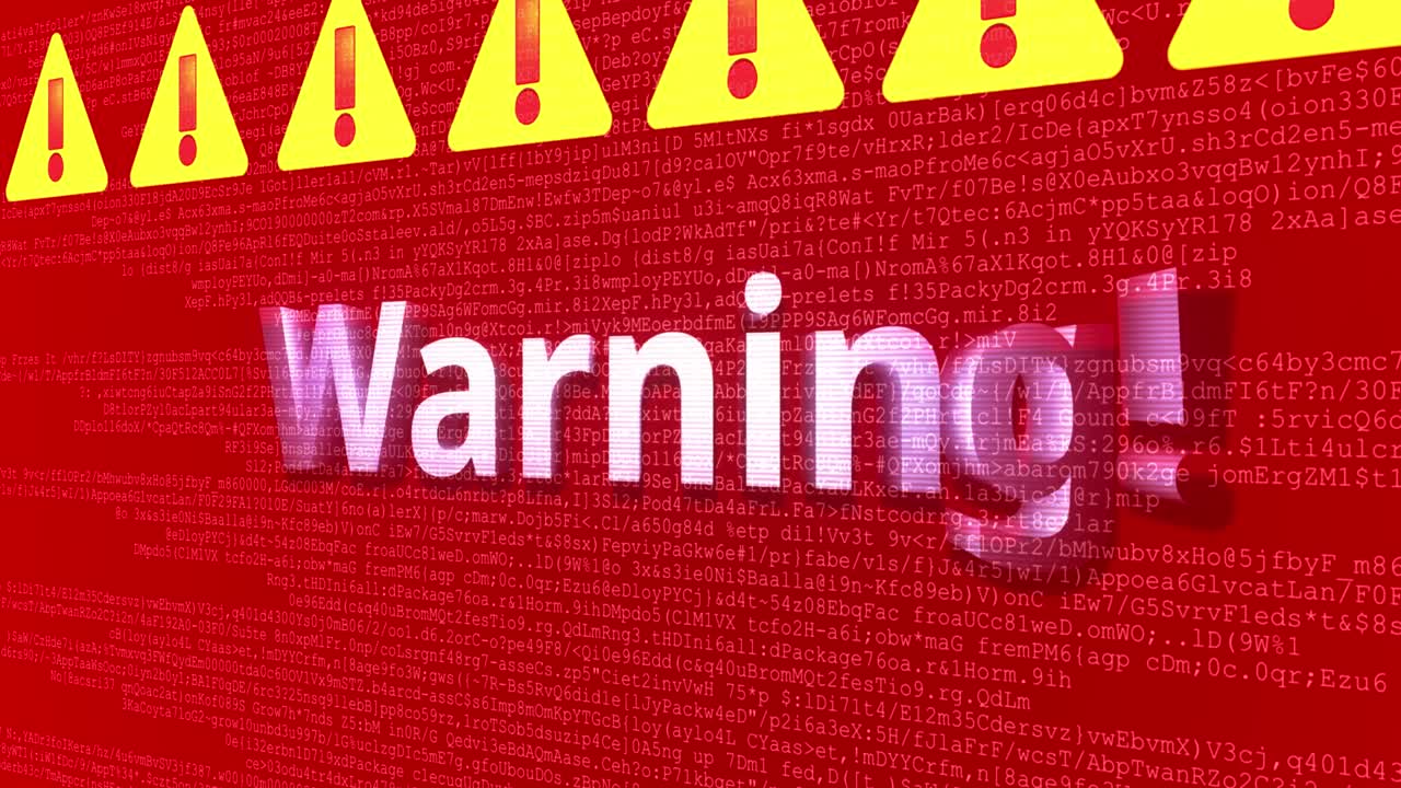 mensaje de advertencia texto encontrado en la pantalla animación de bucle, contraseña débil y seguridad