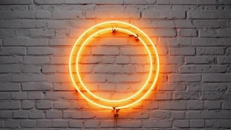 orange neon circle on brick wall
